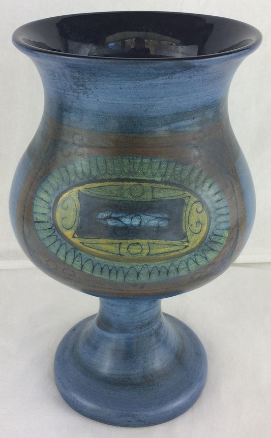 Jean de Lespinasse French Mid-Century Ceramic Vase, Blue Ceramic Vase — detail 2