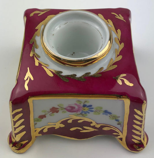 Limoges Porcelain Hand Painted Gold Trimmed Candleholder — detail 2
