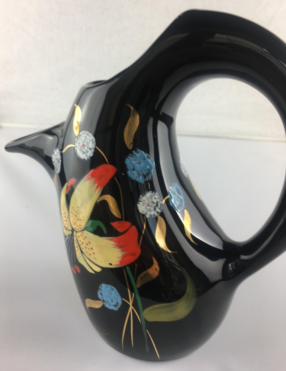 French Midcentury Glazed Pitcher Vase by Longwy circa 1950s — detail 3
