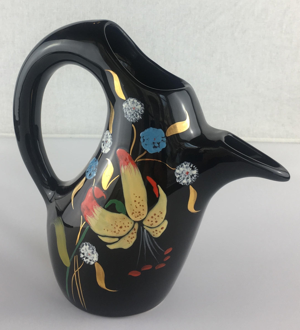 French Midcentury Glazed Pitcher Vase by Longwy circa 1950s — detail 2