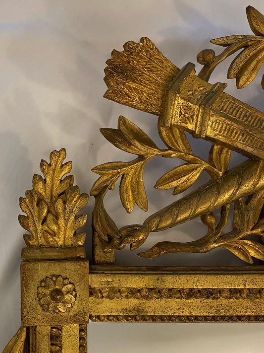 French Louis XVI Style Giltwood Wall Mirror — detail 2