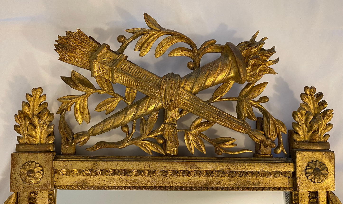 French Louis XVI Style Giltwood Wall Mirror — detail 10