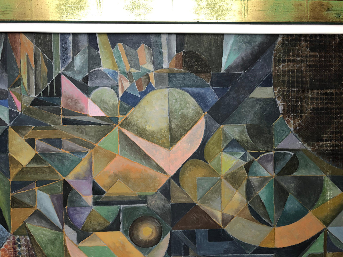 Oil on Canvas Abstract Cubism Painting in the Manner of Jacques Villon — detail 10
