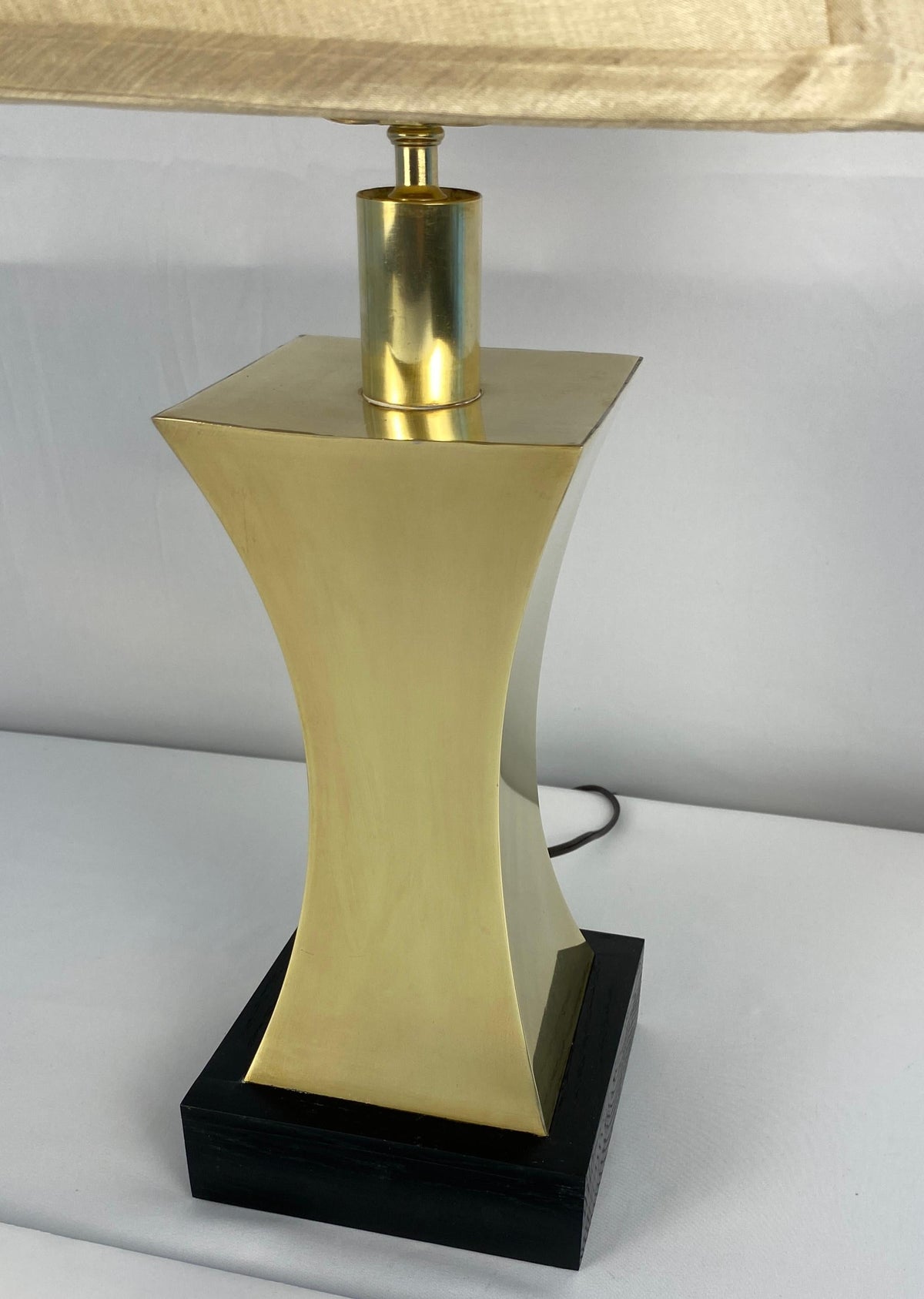 Pair of 20th Century Brass Table Lamps Maria Pergay Style with Custom Shades — detail 3