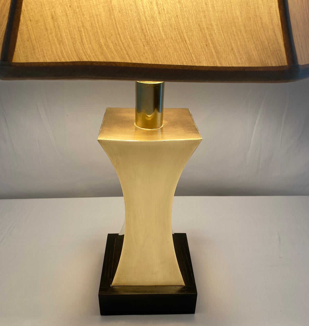 Pair of 20th Century Brass Table Lamps Maria Pergay Style with Custom Shades — detail 4