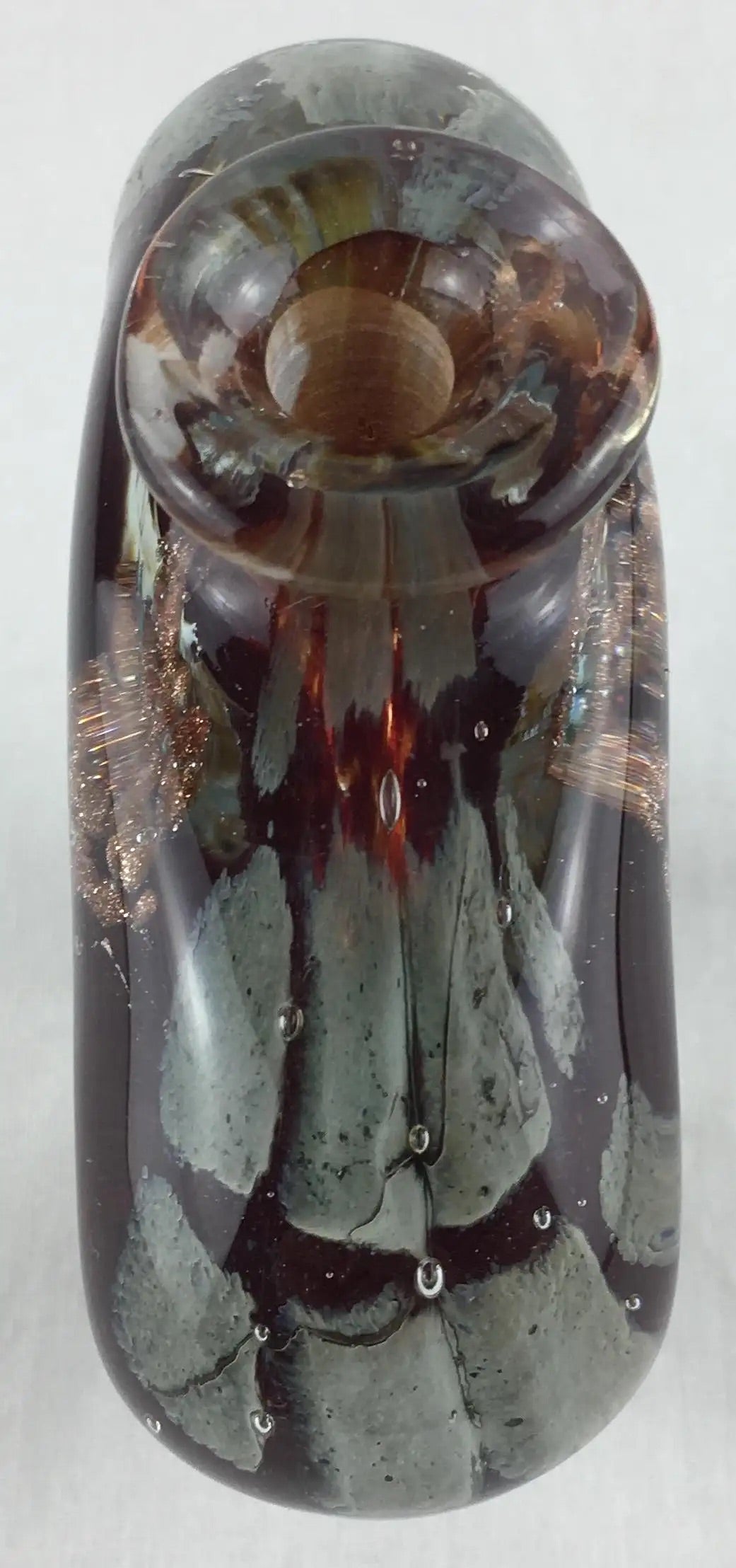 Biot Pottery Jean-Claude Novaro Style Art Glass Stem Vase Signed Michele Luzoro — detail 5