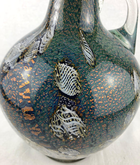 Biot Pottery Jean-Claude Novarro Style Art Glass Stem Vase by Michèle Luzoro — detail 2