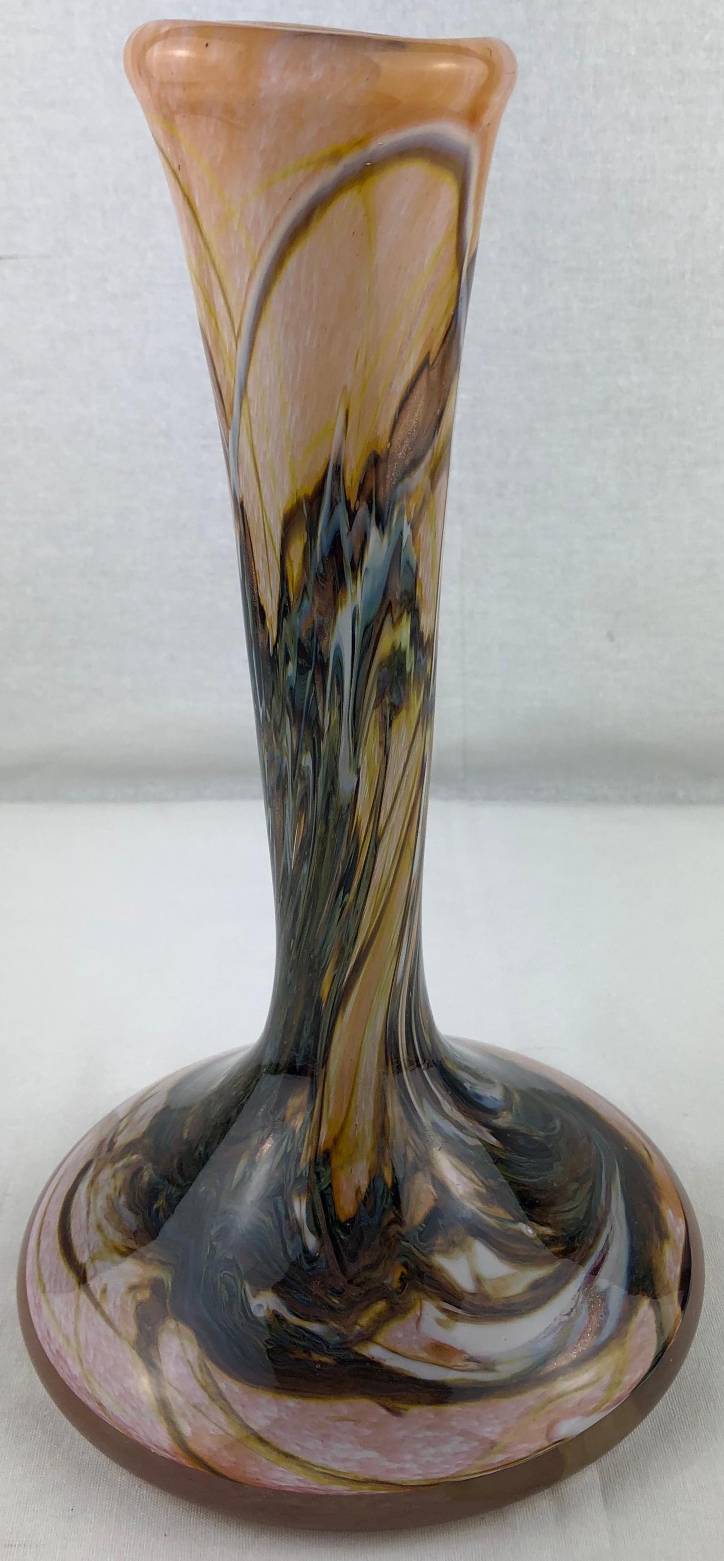 Biot Pottery Jean-Claude Novaro Style Art Glass Stem Vase by Michele Luzoro — detail 8