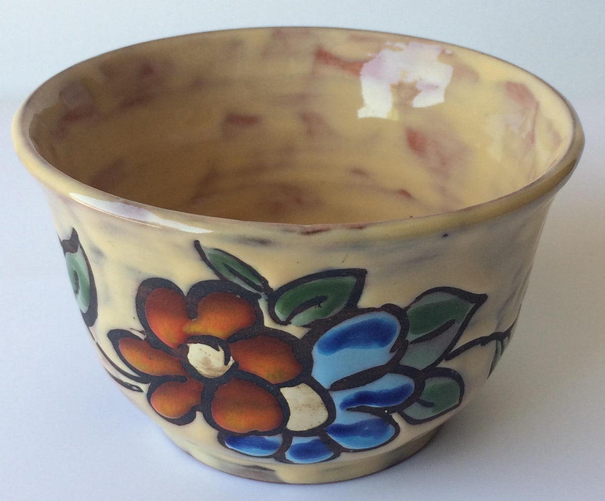 Midcentury Floral Designed Ceramic Bowl Signed Miclay — detail 6