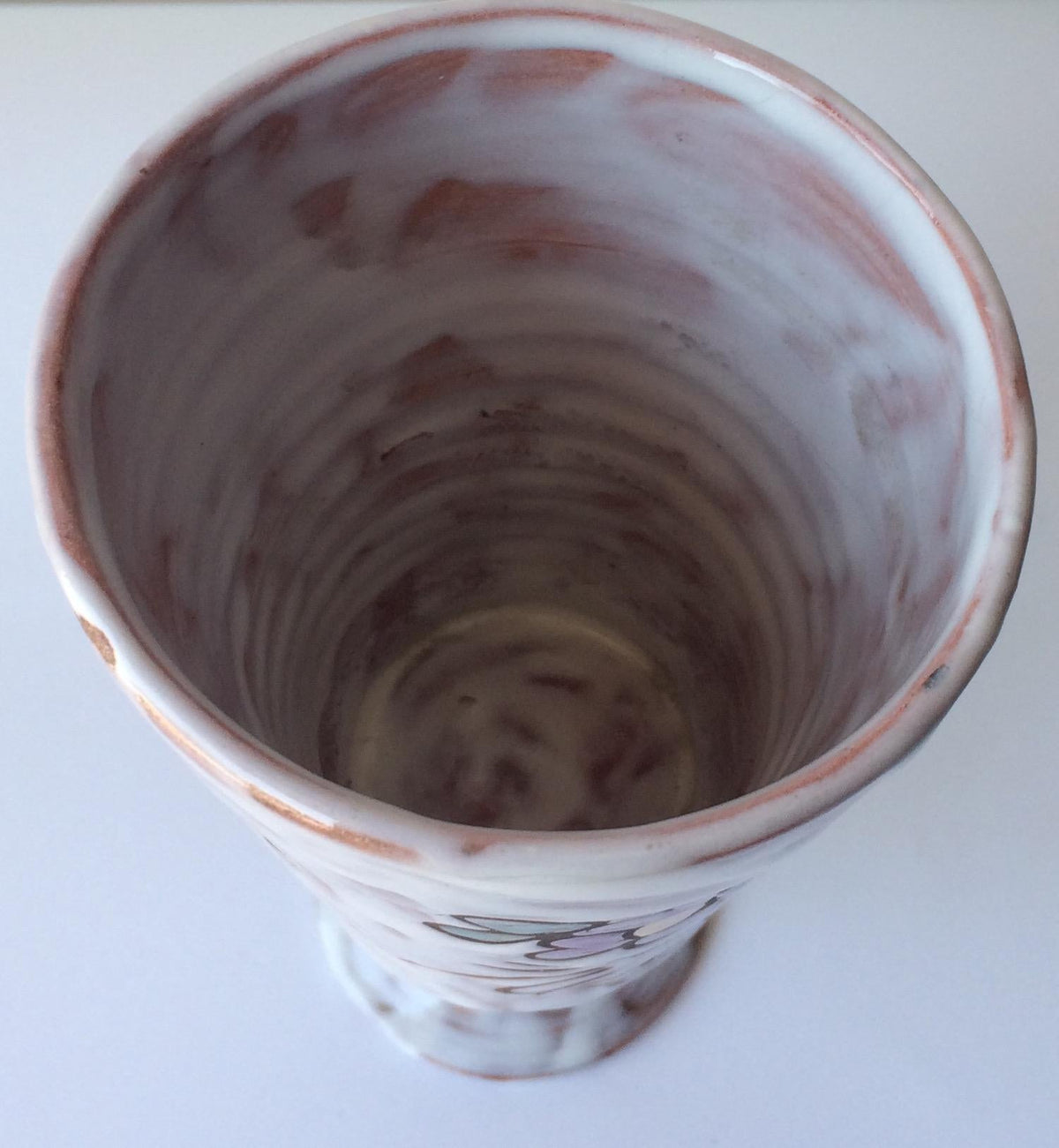 French Midcentury Ceramic Vase Hand-Crafted with Flowers Signed Miclay — detail 4