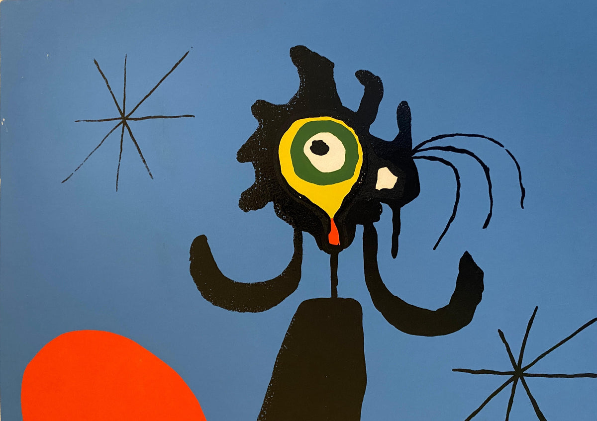 Antique Silk Screen Print of Miro's Personage, Vintage, Signed, Joan Miró (After) — detail 4