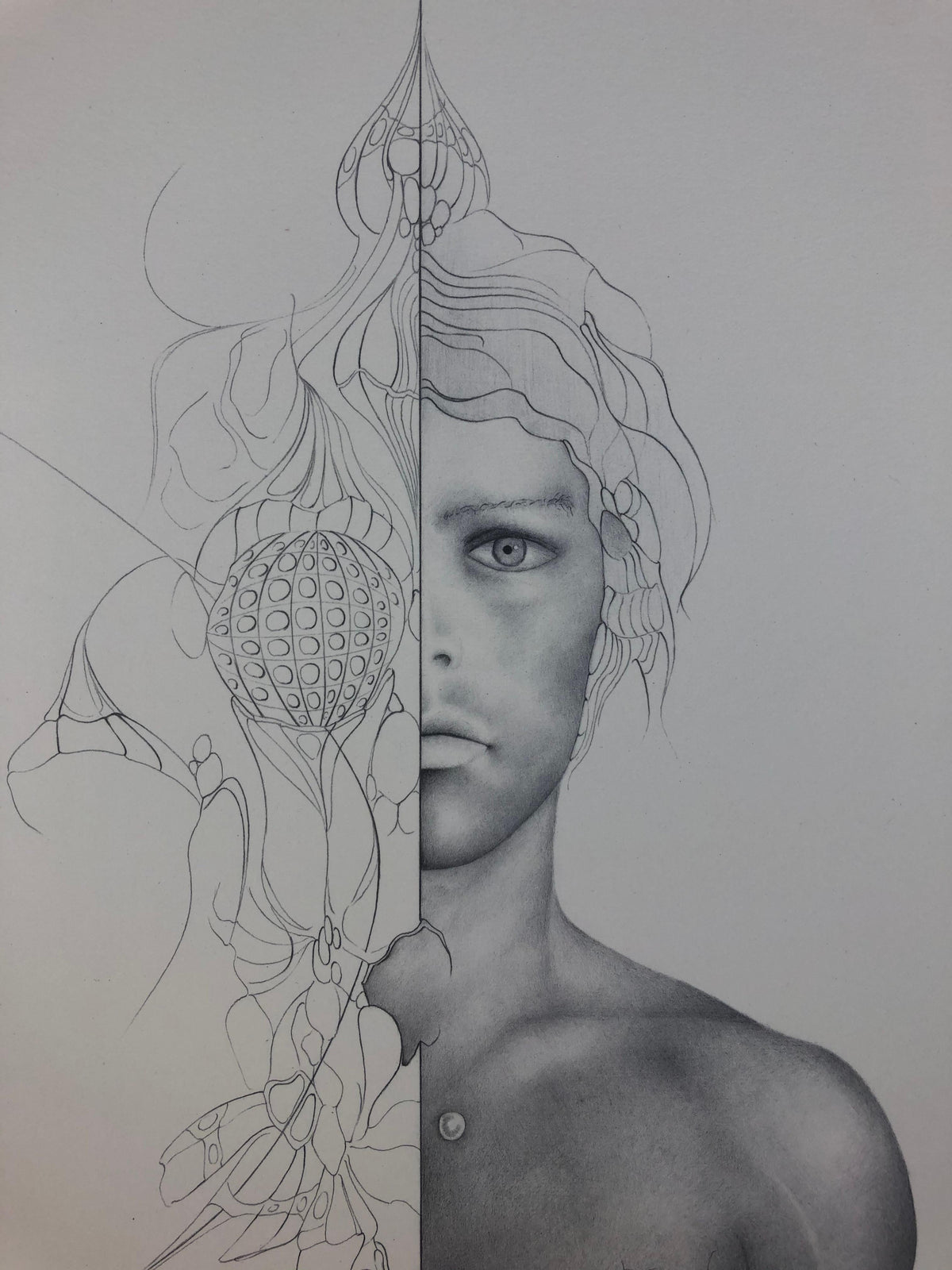 Modern Figurative Art, Dali Inspired Surrealist Drawing by Gerald Moreno — detail 2