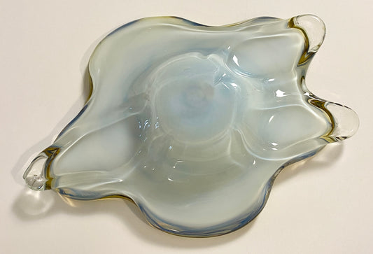Murano Art Glass Bowl, Yellow and Clear, 20th Century Decorative Piece — detail 2