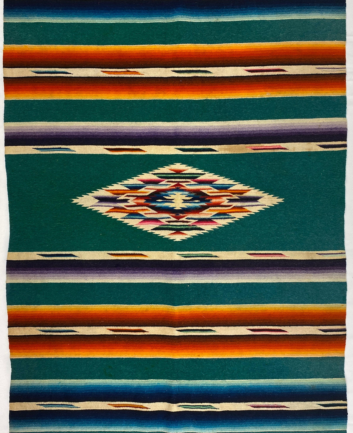 Vintage Mexican Saltillo Serape Blanket Rug — detail 2