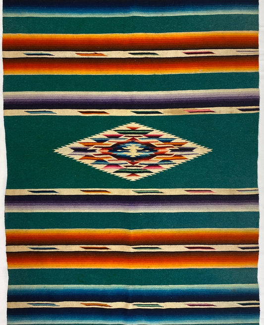 Vintage Mexican Saltillo Serape Blanket Rug — detail 2