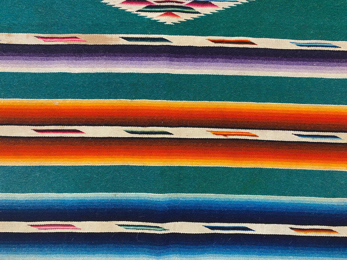 Vintage Mexican Saltillo Serape Blanket Rug — detail 3