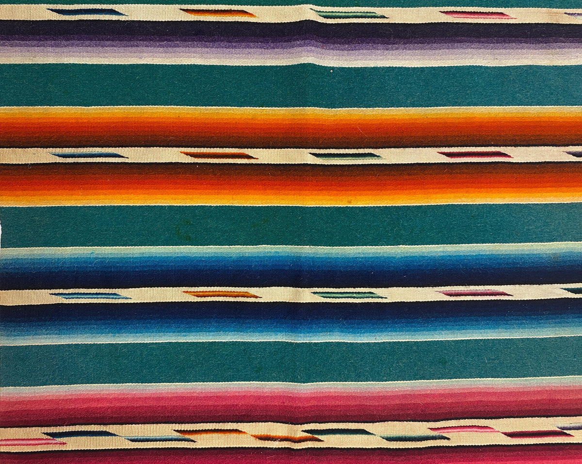 Vintage Mexican Saltillo Serape Blanket Rug — detail 5