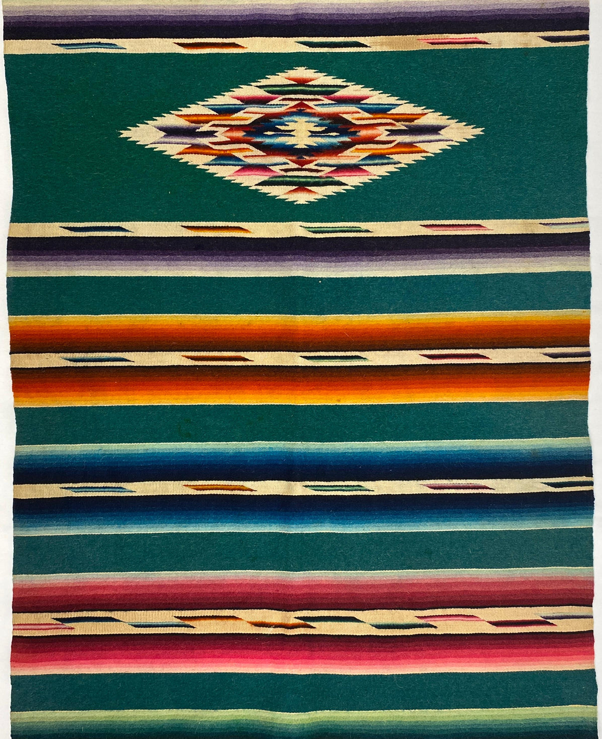 Vintage Mexican Saltillo Serape Blanket Rug — detail 6
