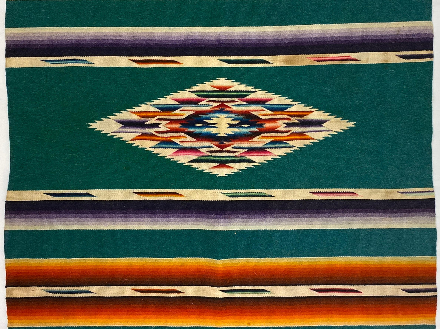 Vintage Mexican Saltillo Serape Blanket Rug — detail 7