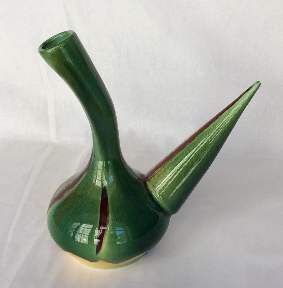 Stunning Midcentury Vessel from Perpignan France, Green Yellow Red and Black — detail 5