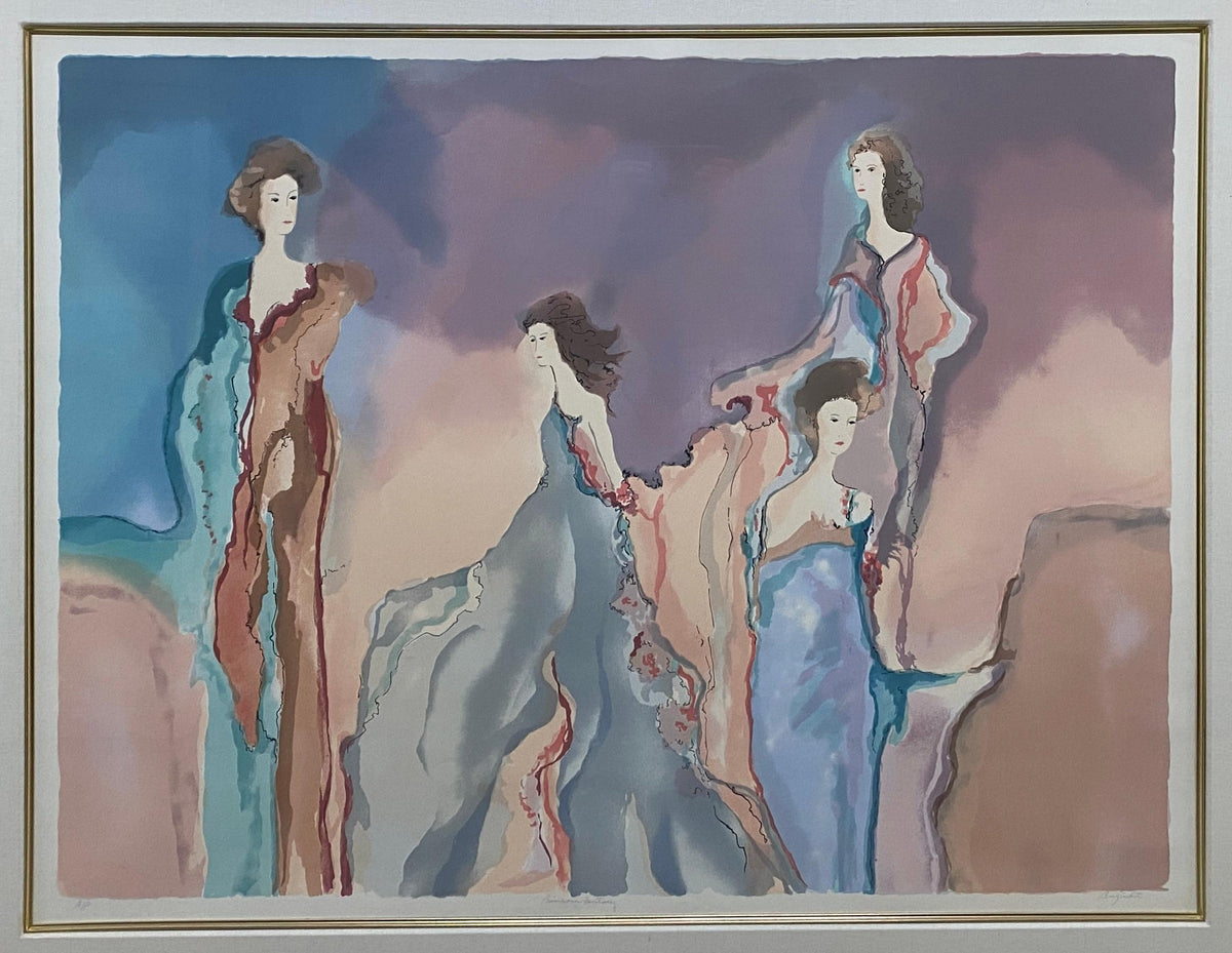 Jane Bazinet Watercolor Framed Hollywood Regency Style — detail 5