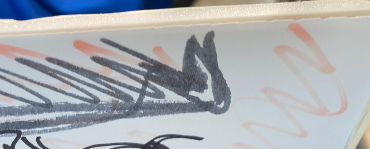 Early Purvis Young Drawing, Urban Truck Scene, Mixed Media on Paper, Framed — detail 3
