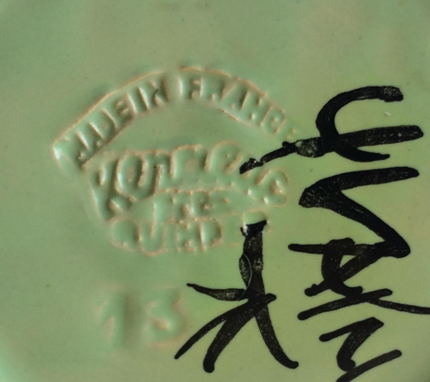 French Ceramic Vase with Handles from Quimper, France by Keraluc Pottery Studio — detail 8