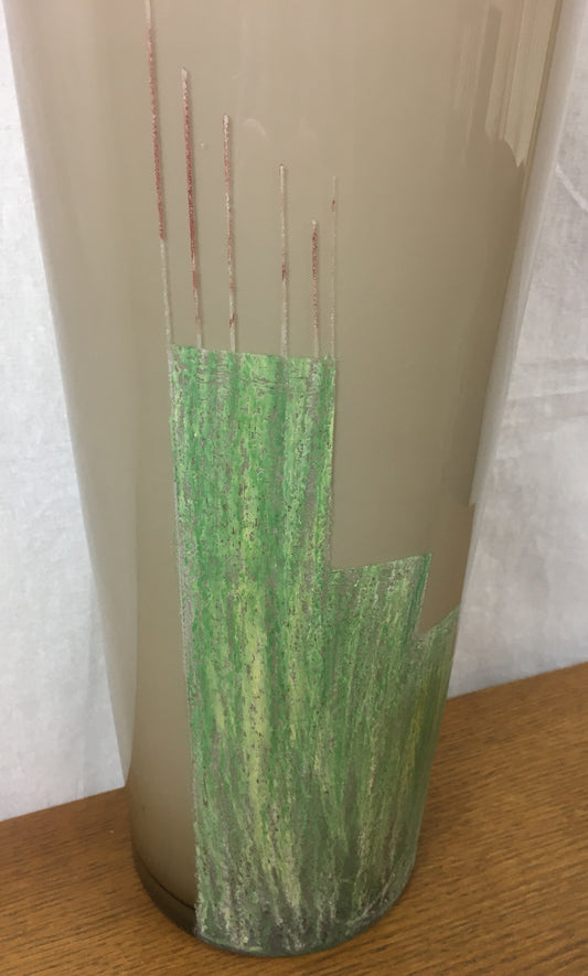 Art Deco Cubist Glass Floor Vase by Anatole Riecke, from La Coupole Brasserie — detail 2