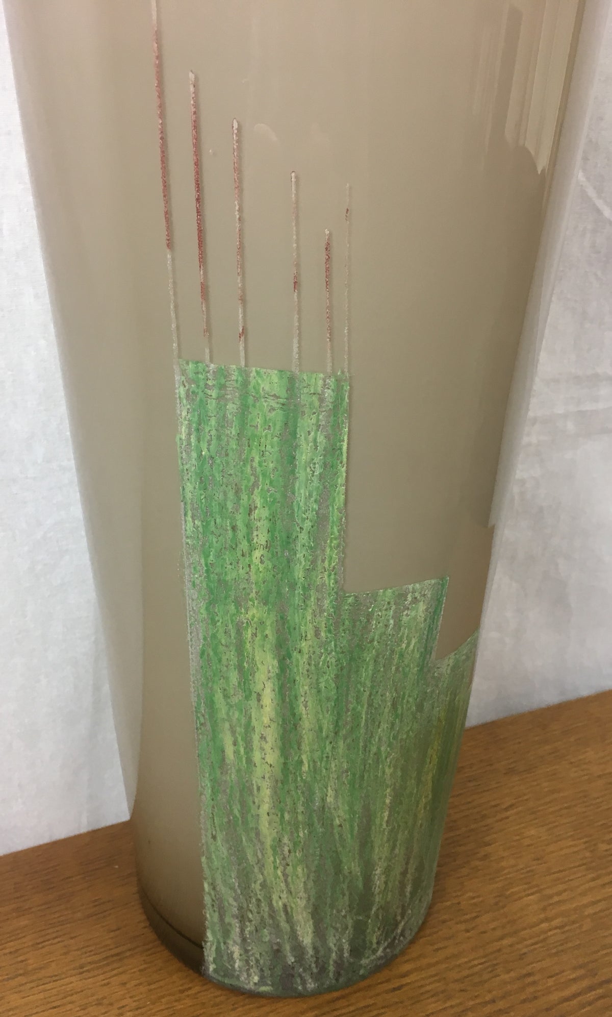 Art Deco Cubist Glass Floor Vase by Anatole Riecke, from La Coupole Brasserie — detail 3