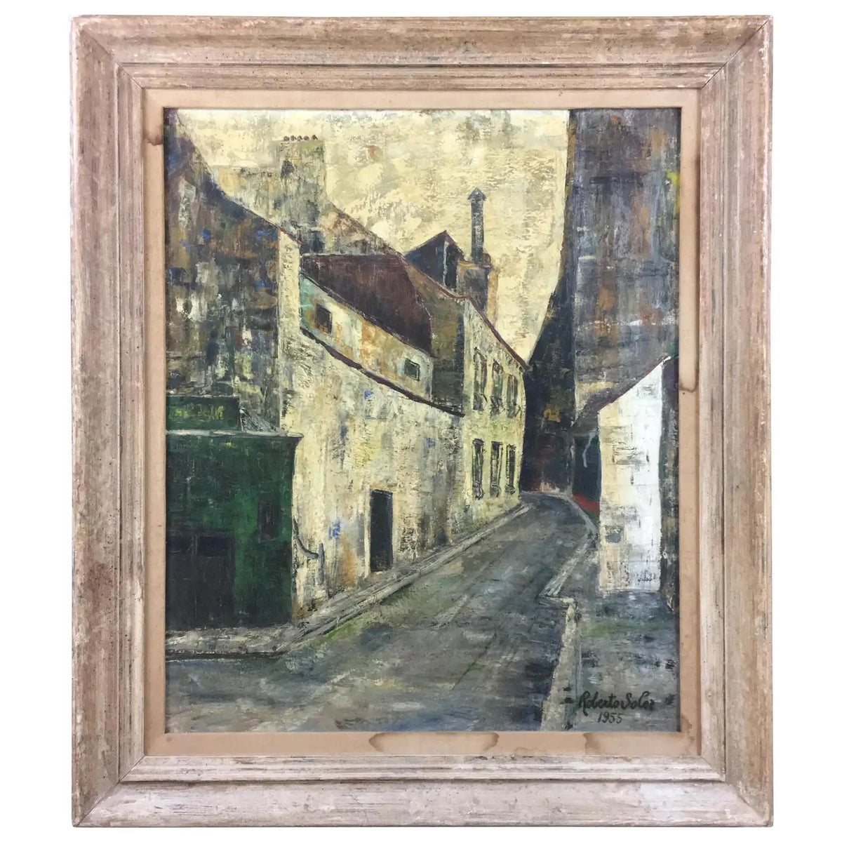 Paris Street Scene Oil on Canvas Painting Signed Robert Soler, circa 1955