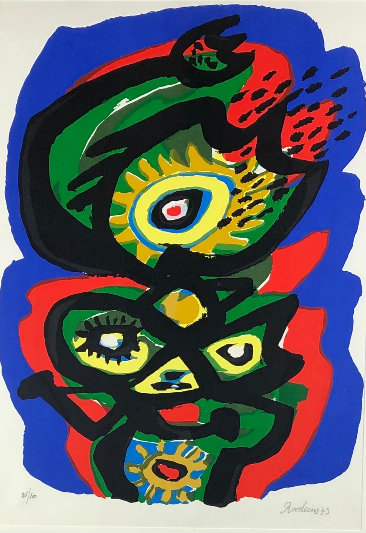 Framed Abstract Lithograph by a French Artist, Signed Roosleens — detail 2