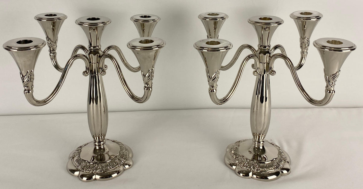 Pair of Art Deco Style Silver Plated Candelabras by Royal Gallery — detail 6