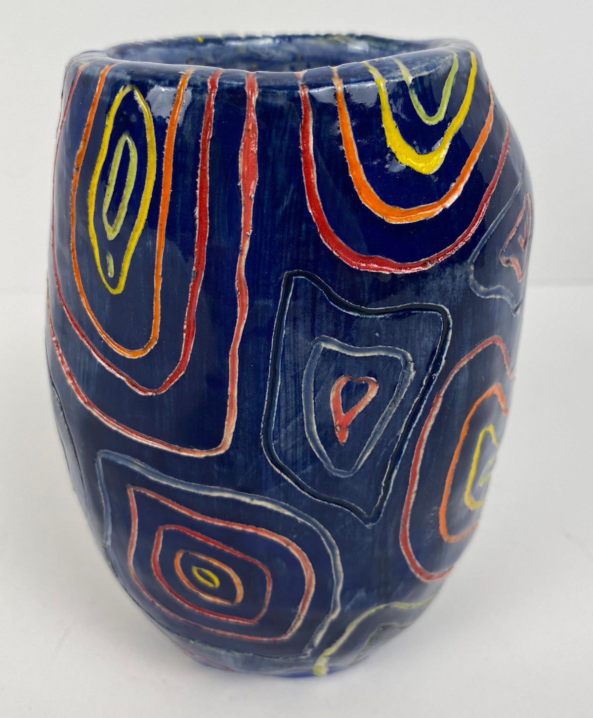 Abstract Ceramic Studio Pottery Vase signed S. Leighton — detail 5