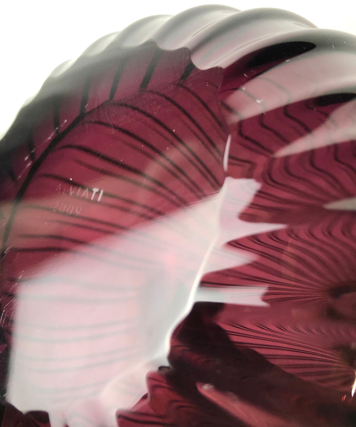 Large Salviati Murano Aria Vase in Amethyst Glass Mouth Blown — detail 4