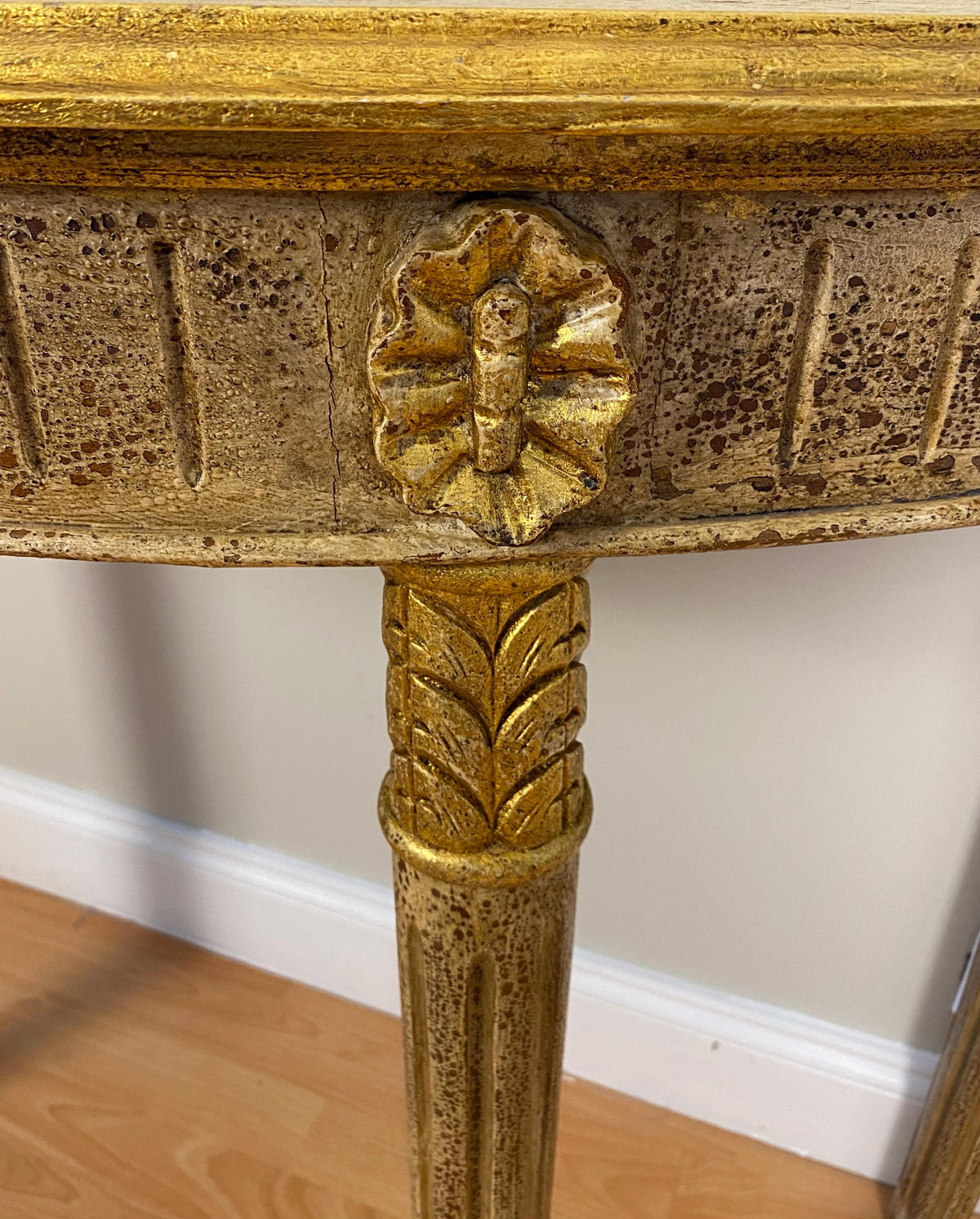 Hollywood Regency Style Half Moon Console Table — detail 8
