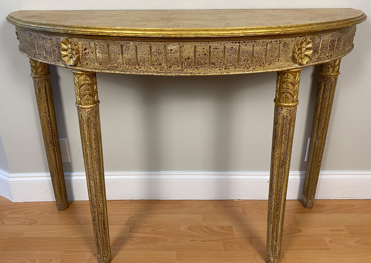 Hollywood Regency Style Half Moon Console Table — detail 2