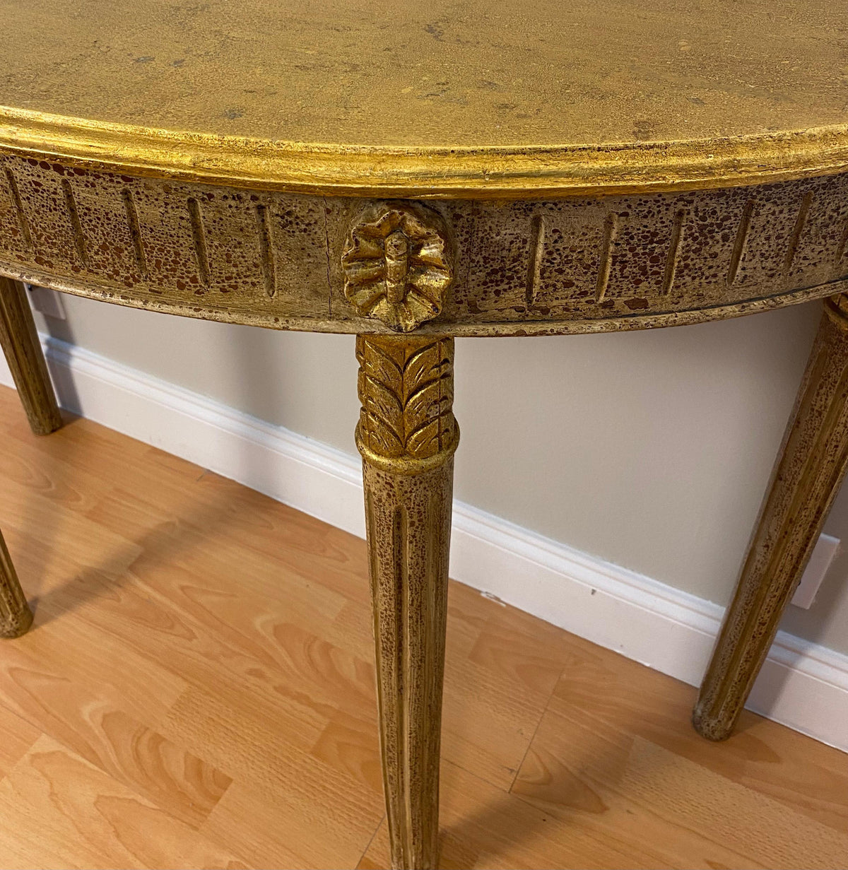 Hollywood Regency Style Half Moon Console Table — detail 7