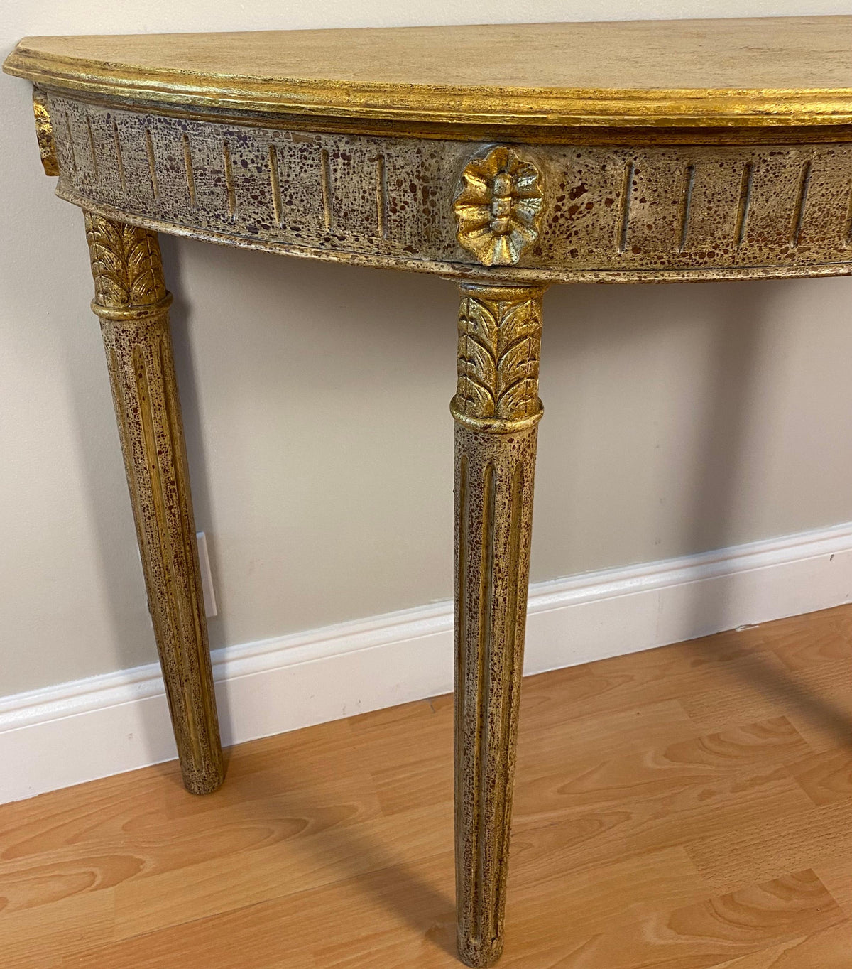 Hollywood Regency Style Half Moon Console Table — detail 4