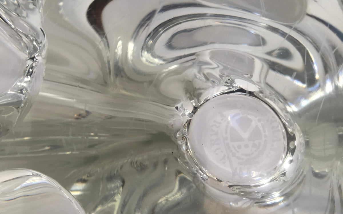 Sevres French Clear Crystal Sculptural Art Glass Centerpiece, Signed — detail 4