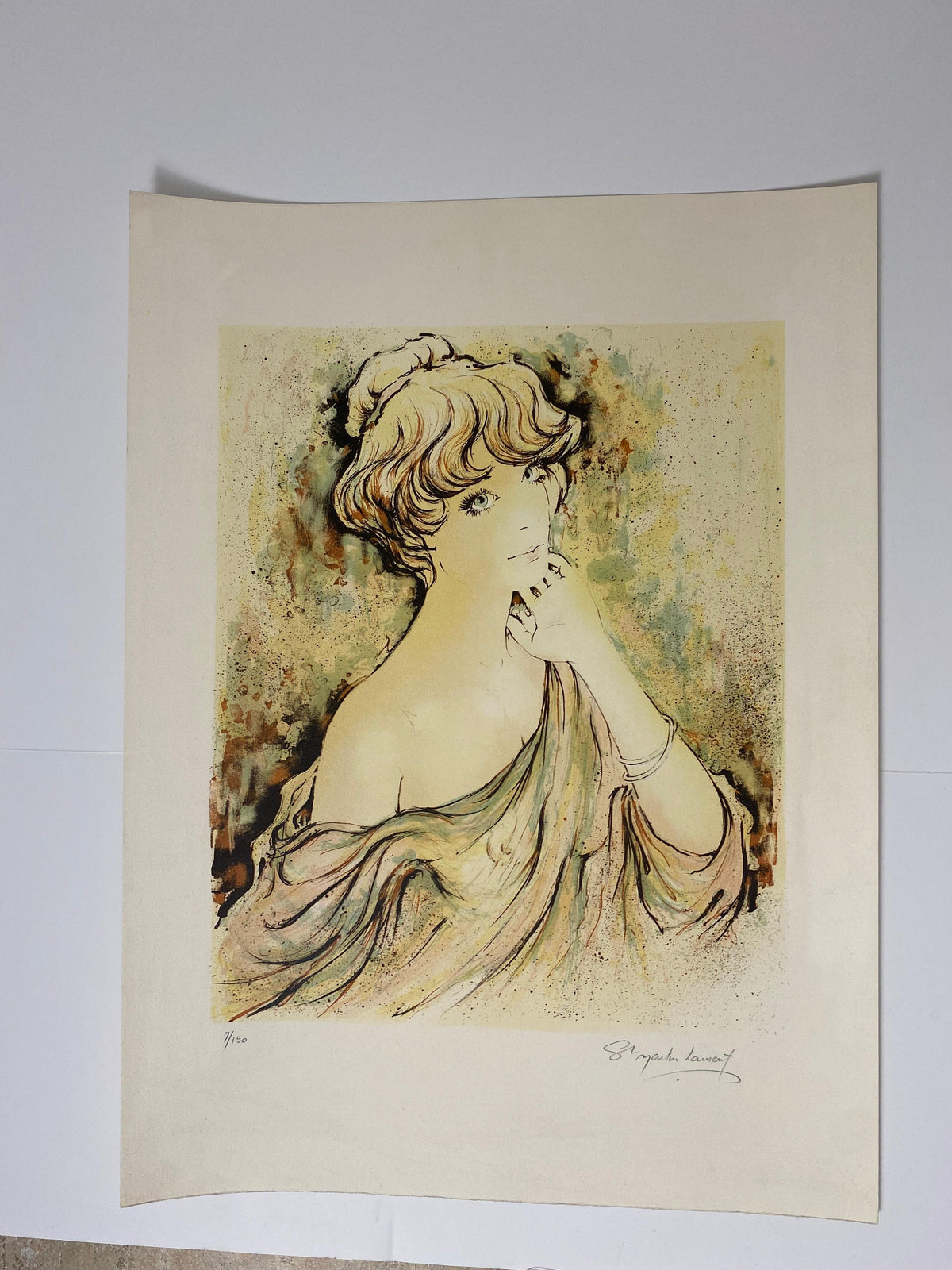 French Art Nouveau Style Figurative Color Lithograph, Signed and Numbered — detail 2