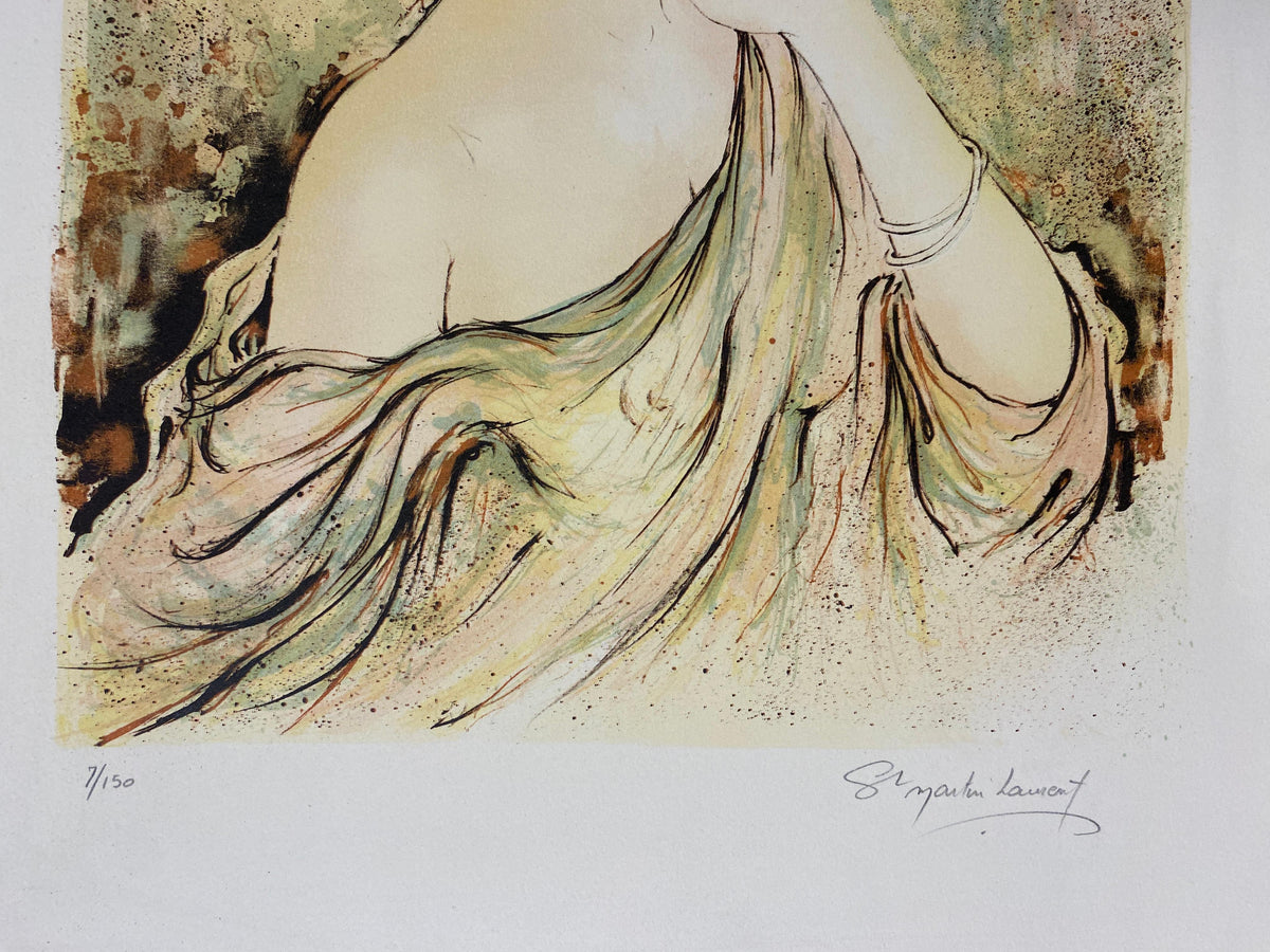 French Art Nouveau Style Figurative Color Lithograph, Signed and Numbered — detail 4