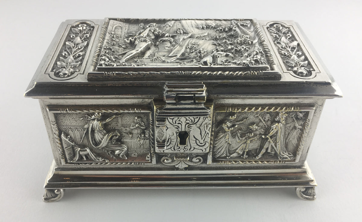 French Medieval Style Silver Jewelry Box, circa 1880