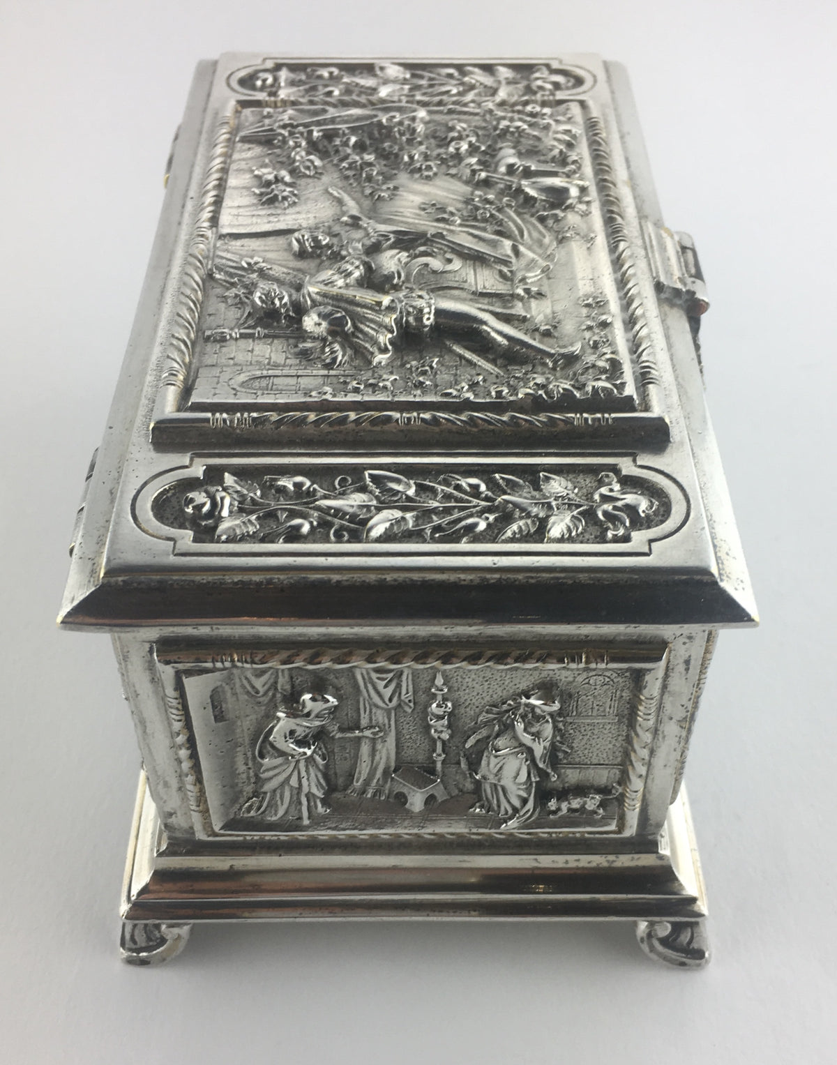 French Medieval Style Silver Jewelry Box, circa 1880 — detail 2