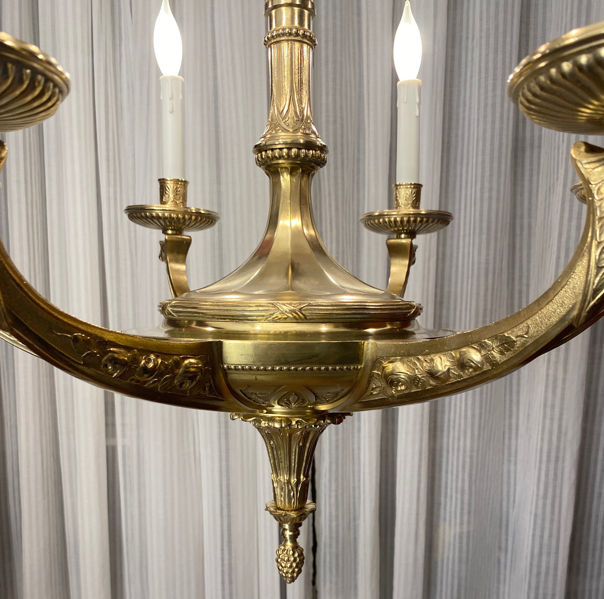 Large French Art Deco Bronze D'Ore Chandelier attributed to Sue et Mare — detail 14