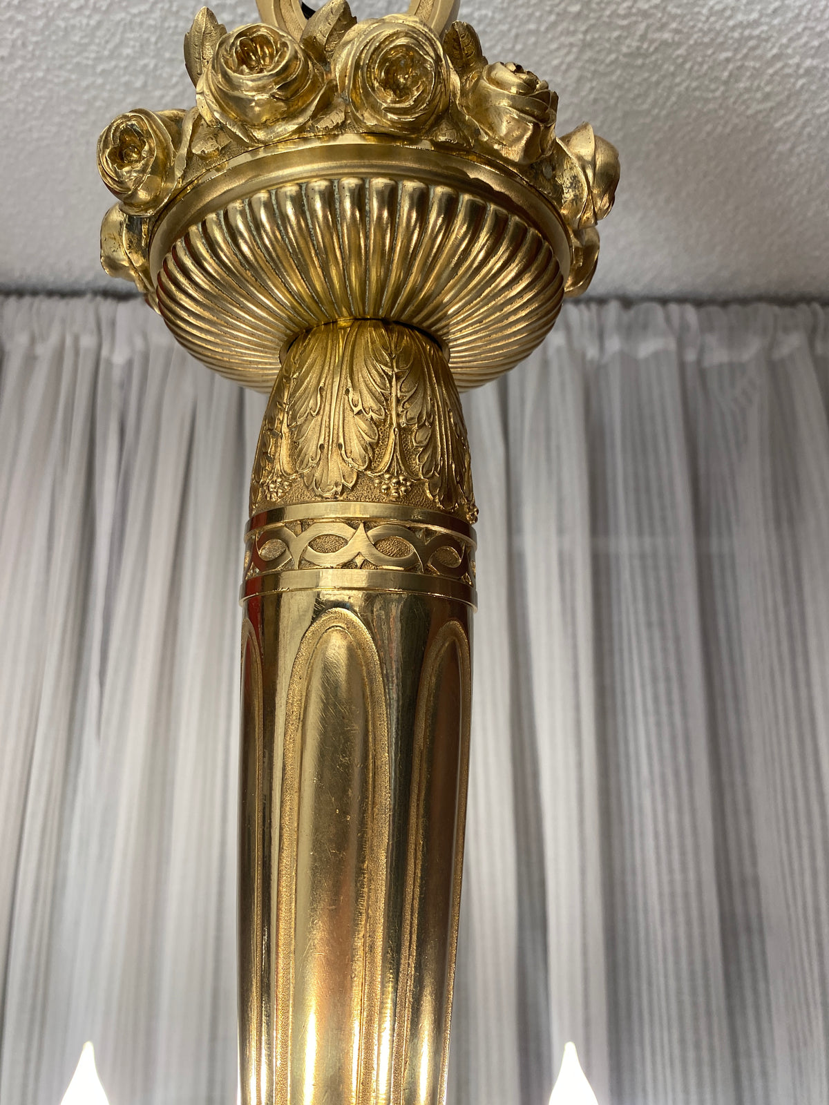 Large French Art Deco Bronze D'Ore Chandelier attributed to Sue et Mare — detail 4