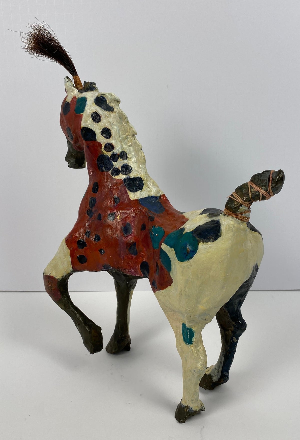 Susan Rowland Modern Painted Bronze Horse Sculpture on Marble Base — detail 3