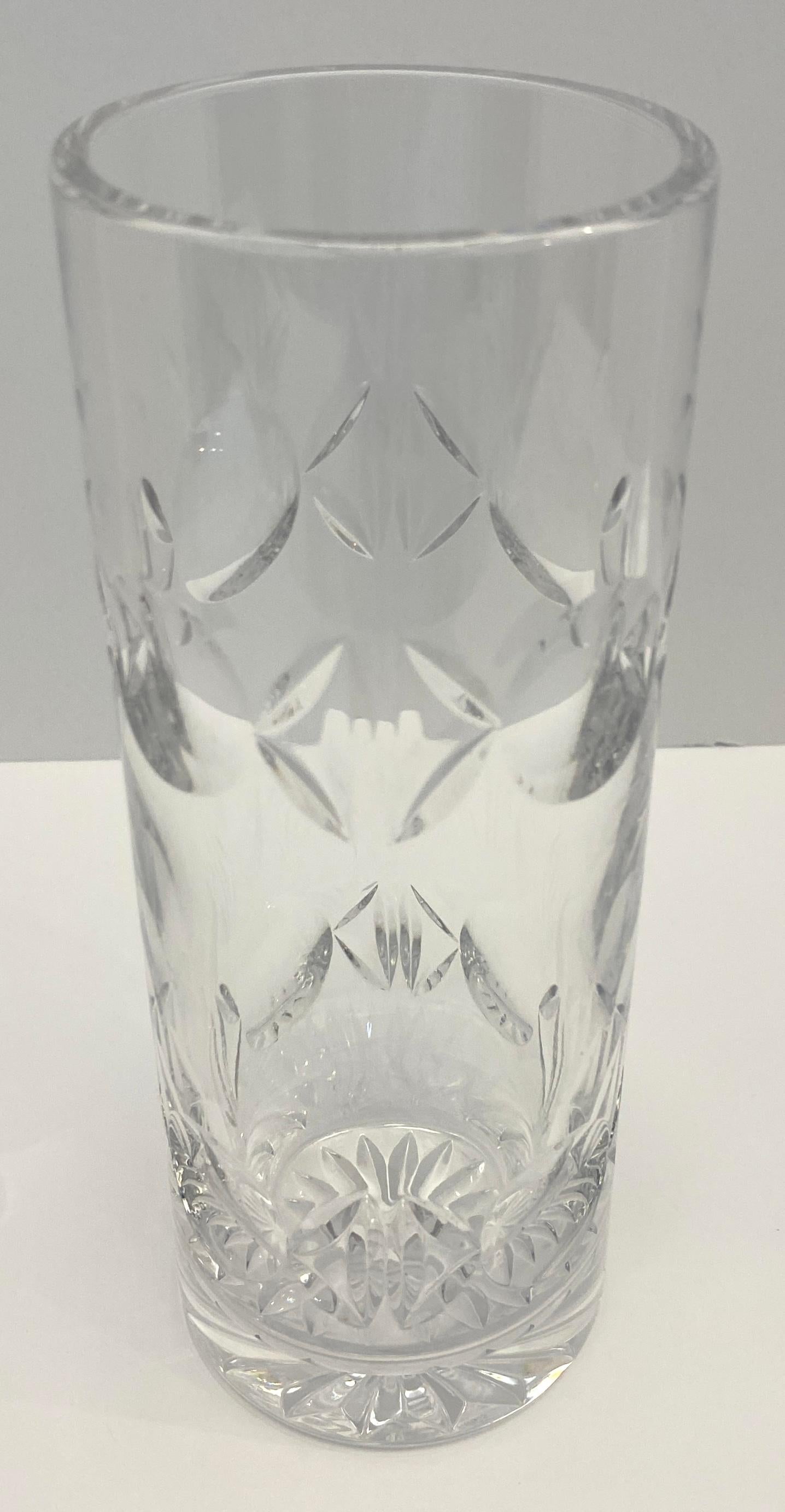 Tiffany & Co. Hand-Cut Crystal Vase, Modern Decorative Glass, 8" H — detail 3