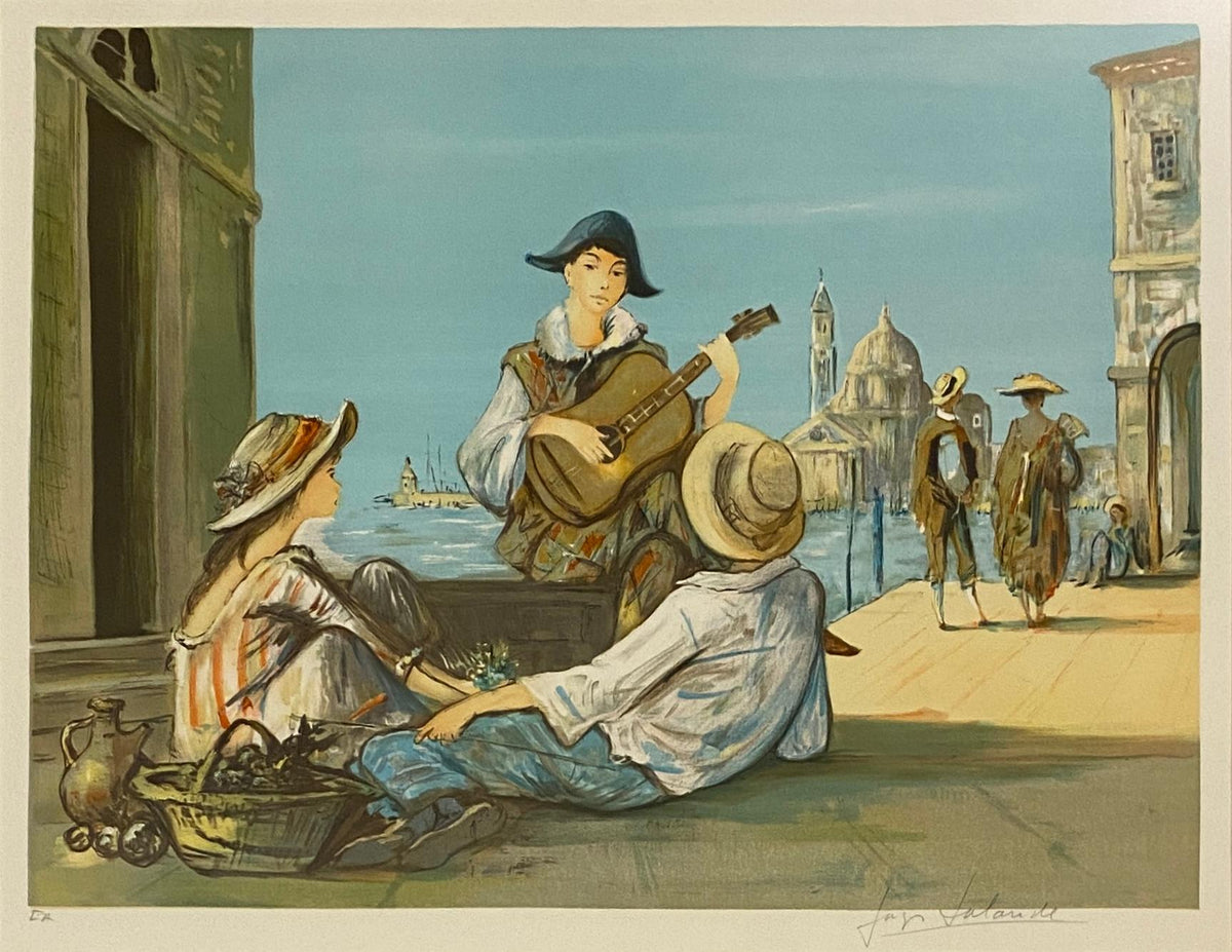 Impressionist Color Lithograph Venice Italy, Color Artist Proof by Jay Lalande — detail 4