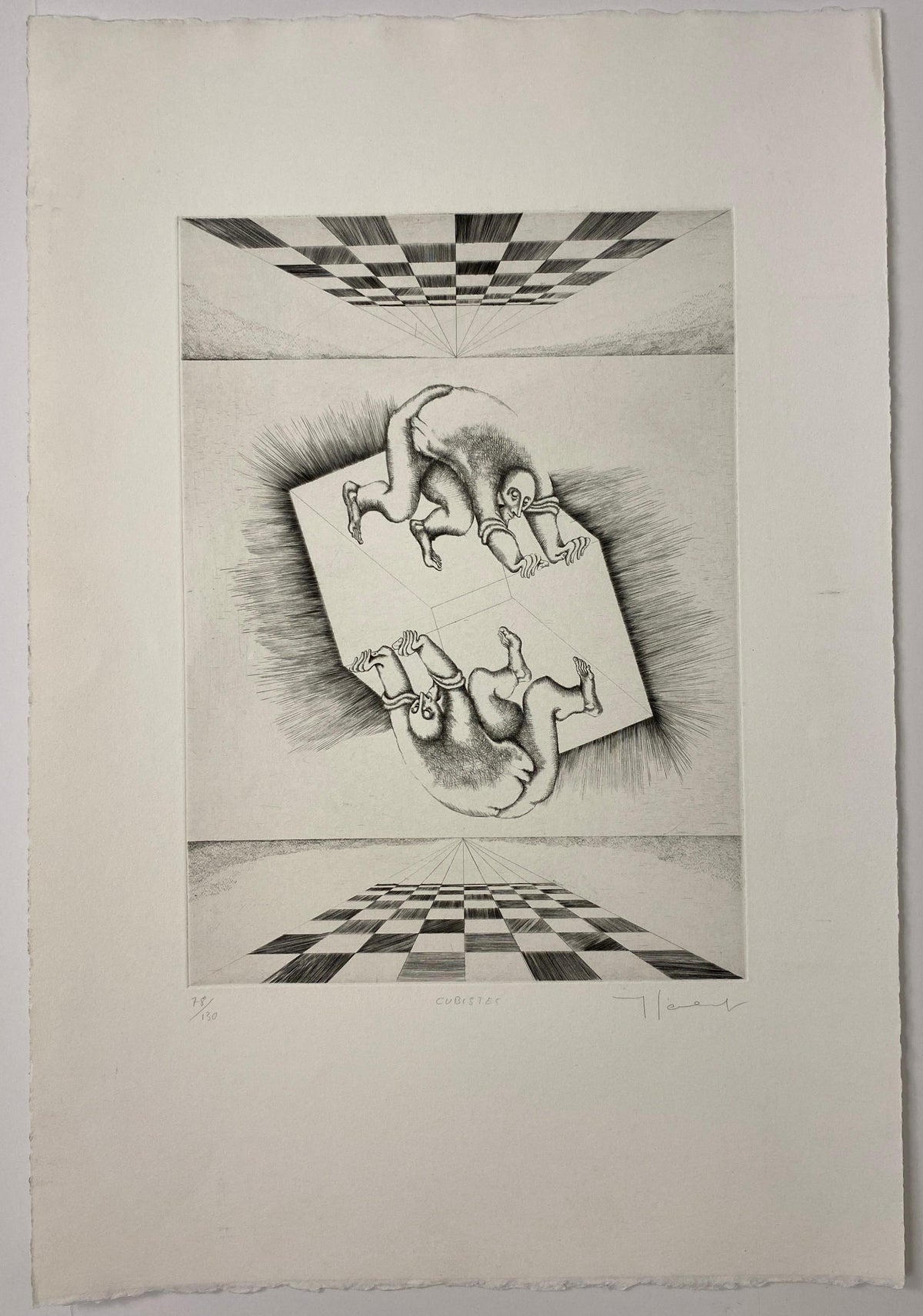 Yves Jobert Surrealist B/W Engraving Print, Numbered and Pencil Signed — detail 2