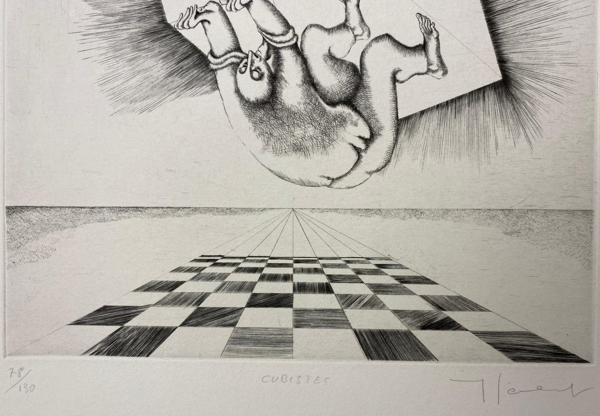 Yves Jobert Surrealist B/W Engraving Print, Numbered and Pencil Signed — detail 7